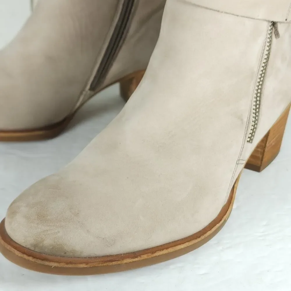 PAUL GREEN Women's Sherida US7,5 AU5 Taupe Nubuck Suede Heel Ankle Booties